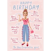 Moonpig Designers Happy Birthday To The Coquette Girl Face In Hole Photo Upload Birthday Card
