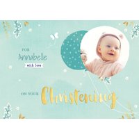 Moonpig Designers Floral And Balloon Illustrations With Love On Your Christening Photo Upload Card