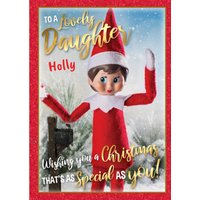 Moonpig Elf On The Shelf To A Lovely Daughter Christmas Card