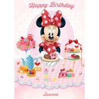 Disney Minnie Mouse Afternoon Tea Personalised Happy Birthday Card