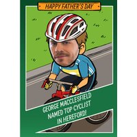 Moonpig Personalised Top Cyclist Happy Father's Day Face Photo Card