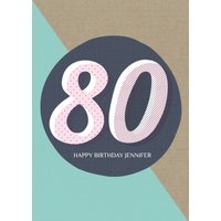 Moonpig Personalised Text 80th Birthday Card