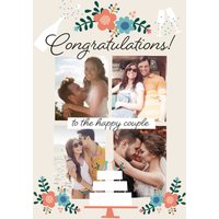 Moonpig Typographic Floral Design Congratulations To The Happy Couple Wedding Photo Upload Card