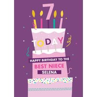 Moonpig Illustrated Tier Cake Happy Birthday To The Best Niece Card