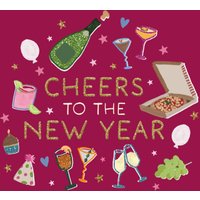Moonpig Drinks & Pizza Illustrated Cheers To The New Year Card