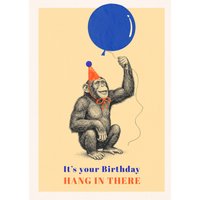Moonpig It's Your Birthday Hang In There Illustrated Monkey Card