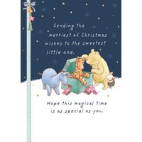 Disney Classic Winnie The Pooh Sending The Merriest Of Christmas Wishes To The Sweet Little One Illustrated Card