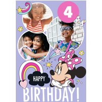 Disney Minnie Mouse Happy 4th Birthday Photo Upload Card