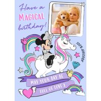 Disney Minnie Mouse Photo Upload Birthday Card - Unicorn