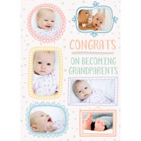 Moonpig Various Photo Frames On A White Speckly Background Grandparents Photo Upload New Baby Card