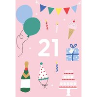Moonpig Designers Illustrated Cute Party Balloons 21 Today Birthday Card