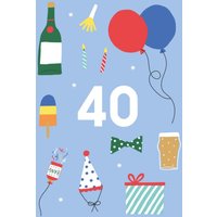 Moonpig Designers Illustrated Cute Party Balloons 40 Birthday Card