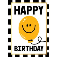 Moonpig Illustrated Smiley Balloon Happy Birthday Card