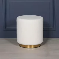 View Round stool - white boucle fabric View Round stool - white boucle fabric
