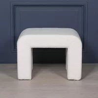 View Upholstered arch stool - white boucle View Upholstered arch stool - white boucle