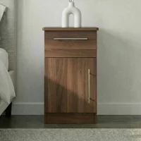 Click to view product details and reviews for Sherwood Bedside Cabinet 1 Door 1 Drawer Walnut. Click to view product details and reviews for Sherwood Bedside Cabinet 1 Door 1 Drawer Walnut.