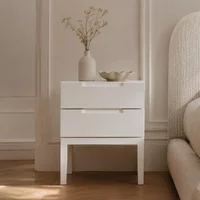 View Orchid bedside table - 2 drawer - white - wood View Orchid bedside table - 2 drawer - white - wood