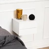 View Avignon bedside table - 2 drawer - wall mounted - floating - white painted View Avignon bedside table - 2 drawer - wall mounted - floating - white painted