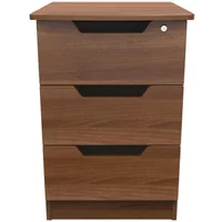 Click to view product details and reviews for Bella Bedside Cabinet 3 Drawer With Lock Walnut. Click to view product details and reviews for Bella Bedside Cabinet 3 Drawer With Lock Walnut.