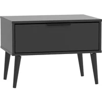 View Hong kong bedside table - 1 drawer - wide - with wooden legs - black View Hong kong bedside table - 1 drawer - wide - with wooden legs - black
