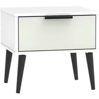 View Hong kong bedside table - 1 drawer - with wooden legs - cashmere and white View Hong kong bedside table - 1 drawer - with wooden legs - cashmere and white