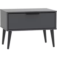 View Hong kong bedside table - 1 drawer - wide - with wooden legs - graphite View Hong kong bedside table - 1 drawer - wide - with wooden legs - graphite