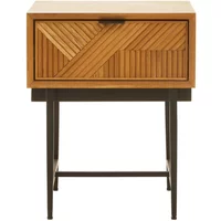 View Jakara bedside table - 1 drawer - square - natural wood View Jakara bedside table - 1 drawer - square - natural wood