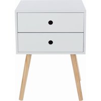 View Options bedside table - 2 drawer - white - wooden legs View Options bedside table - 2 drawer - white - wooden legs