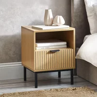 View Sia bedside table - 1 drawer - ribbed - oak View Sia bedside table - 1 drawer - ribbed - oak