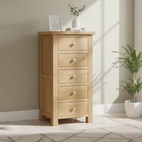 Click to view product details and reviews for Appleby Narrow Chest 5 Drawer Oak. Click to view product details and reviews for Appleby Narrow Chest 5 Drawer Oak.