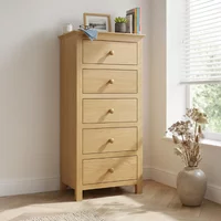 Click to view product details and reviews for Arlington Narrow Chest 5 Drawer Oak. Click to view product details and reviews for Arlington Narrow Chest 5 Drawer Oak.