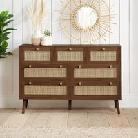 Click to view product details and reviews for Croxley Wide Chest 7 Drawer Walnut And Rattan. Click to view product details and reviews for Croxley Wide Chest 7 Drawer Walnut And Rattan.