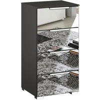 View Miramar mirrored narrow chest - 4 drawer - graphite View Miramar mirrored narrow chest - 4 drawer - graphite