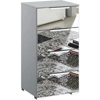 View Miramar mirrored narrow chest - 4 drawer - silk grey View Miramar mirrored narrow chest - 4 drawer - silk grey