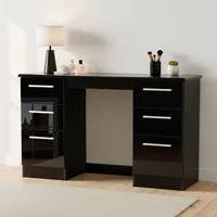View Knightsbridge double dressing table - 6 drawer - black gloss View Knightsbridge double dressing table - 6 drawer - black gloss