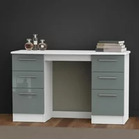 View Knightsbridge dressing table - double - 6 drawer - grey gloss and white View Knightsbridge dressing table - double - 6 drawer - grey gloss and white