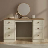 View Warwick dressing table - 6 drawer - double - cream and oak View Warwick dressing table - 6 drawer - double - cream and oak