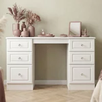 View Crystal double dressing table - 6 drawer - white View Crystal double dressing table - 6 drawer - white