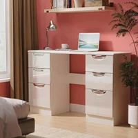 View Camden dressing table - 6 drawer - double - gloss cashmere View Camden dressing table - 6 drawer - double - gloss cashmere