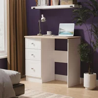 View Sussex single dressing table - 3 drawer - white and oak View Sussex single dressing table - 3 drawer - white and oak