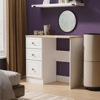 View Norfolk dressing table - single - 3 drawer - white and oak View Norfolk dressing table - single - 3 drawer - white and oak