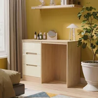 View Monaco dressing table - single - 3 drawer - cream gloss and light oak View Monaco dressing table - single - 3 drawer - cream gloss and light oak