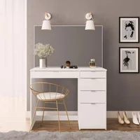 View Ava single dressing table - 5 drawer - white View Ava single dressing table - 5 drawer - white