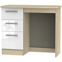 View Knightsbridge dressing table - single - 3 drawer - white gloss and oak View Knightsbridge dressing table - single - 3 drawer - white gloss and oak