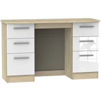 View Knightsbridge dressing table - double - 6 drawer - white gloss and oak View Knightsbridge dressing table - double - 6 drawer - white gloss and oak