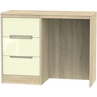 View Monaco dressing table - single - 3 drawer - cream gloss and oak View Monaco dressing table - single - 3 drawer - cream gloss and oak
