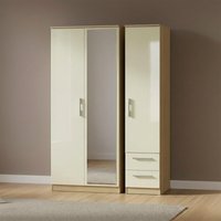 Click to view product details and reviews for Knightsbridge Wardrobe 3 Door 1 Mirror Rhf 2 Drawers Tall Combi Cream Gloss And Light Oak. Click to view product details and reviews for Knightsbridge Wardrobe 3 Door 1 Mirror Rhf 2 Drawers Tall Combi Cream Gloss And Light Oak.