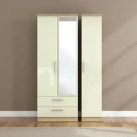Click to view product details and reviews for Knightsbridge Wardrobe 3 Door Tall Combi 1 Mirror Lhf 2 Drawers Cream Gloss And Light Oak. Click to view product details and reviews for Knightsbridge Wardrobe 3 Door Tall Combi 1 Mirror Lhf 2 Drawers Cream Gloss And Light Oak.