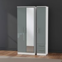 Click to view product details and reviews for Knightsbridge Wardrobe 3 Door 1 Mirror Rhf 2 Drawers Combi Tall Grey Gloss And White. Click to view product details and reviews for Knightsbridge Wardrobe 3 Door 1 Mirror Rhf 2 Drawers Combi Tall Grey Gloss And White.