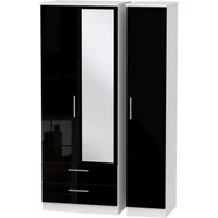 Click to view product details and reviews for Knightsbridge Wardrobe 3 Door 1 Mirror Lhf 2 Drawers Tall Combi Black Gloss And White. Click to view product details and reviews for Knightsbridge Wardrobe 3 Door 1 Mirror Lhf 2 Drawers Tall Combi Black Gloss And White.